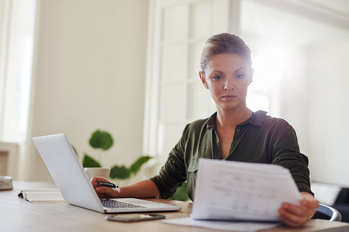 Businesswoman working from home office
