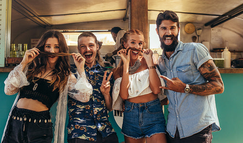 Group of friends having a great time outdoors