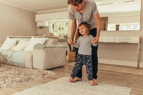 Father and daughter playing at home