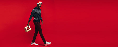 Man with chirstmas gift