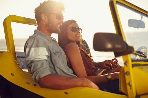 Beautiful young couple on a road trip