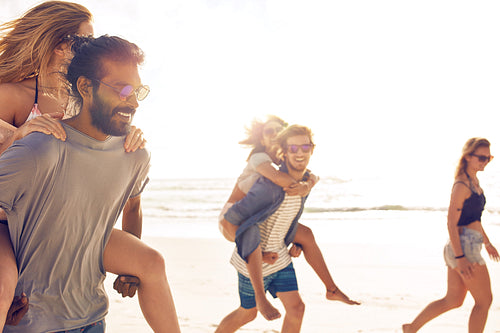 Mixed race people enjoying summer vacation