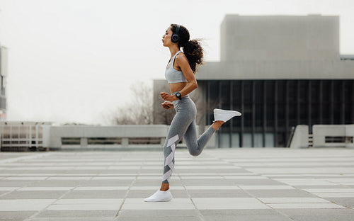 Running working out in the city