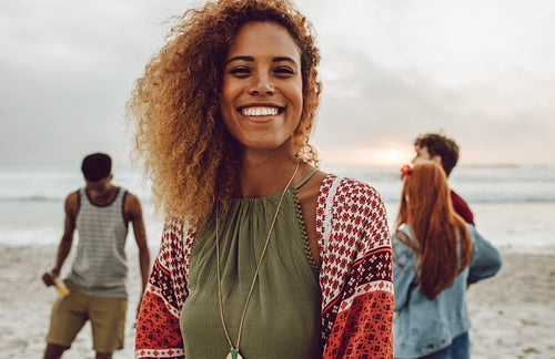 Attractive african woman on the beach