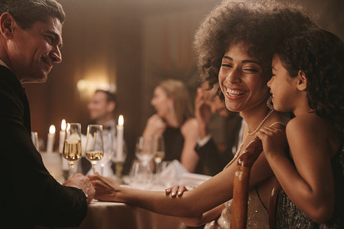 Family at gala party