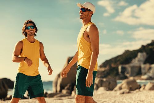 Yellow team: Australian athletes compete in beach volleyball championship