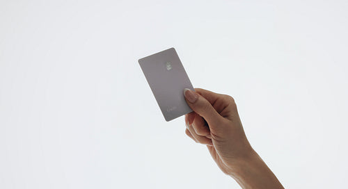 Platinum credit card mockup on bright minimalist background