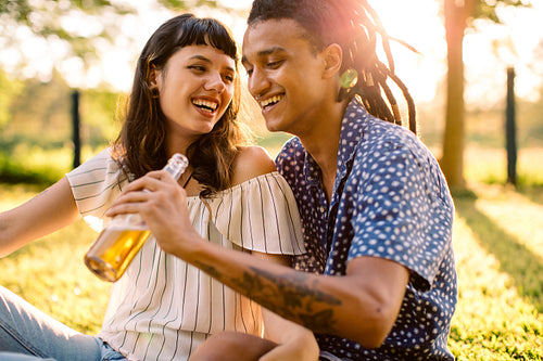 Cheerful young couple spending some time together