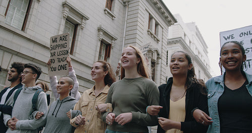 Protestors marching in the city
