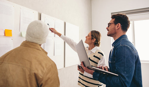 Brainstorming in a creative office