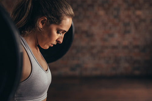 Woman working out with weights