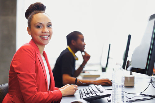 Young students at college computer lab