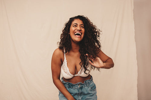 Feeling cheerful in the studio