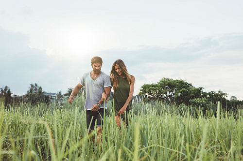 Happy young couple in nature