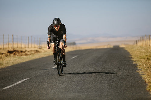 Athlete practising for cycle race