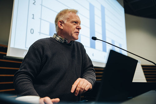 Businessman speaking during a seminar