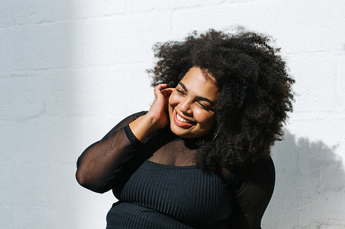 Attractive woman in casuals smiling