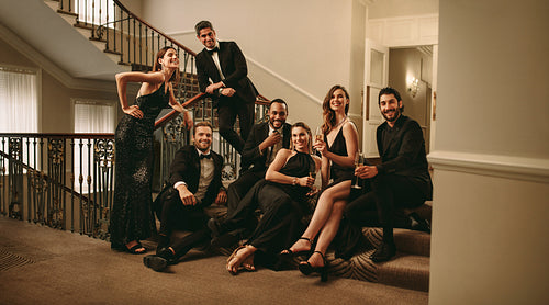 Group of beautiful people at gala night