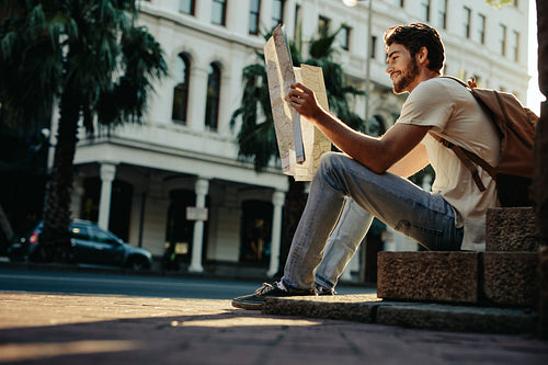 Man exploring the city