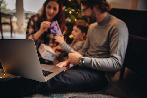Connecting with family over video call during Christmas