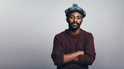 Portrait of man wearing cap