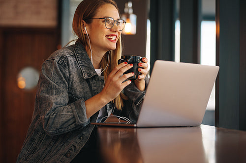 Female enjoying a hot cup of coffee