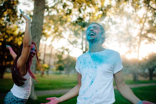 Couple celebrating festival of colors