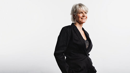 Smiling businesswoman in formal clothes