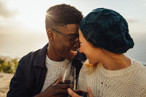 Romantic couple on picnic