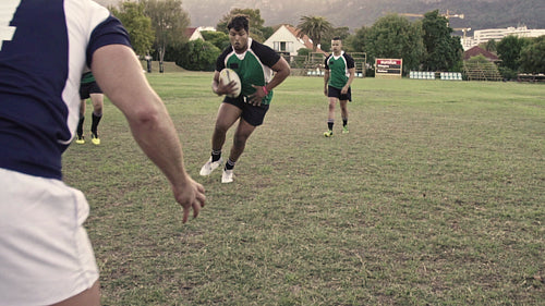 Blocking during a rugby game