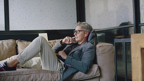 Businessman having a video call at office