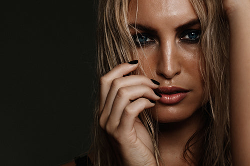 Female fashion model with smokey makeup