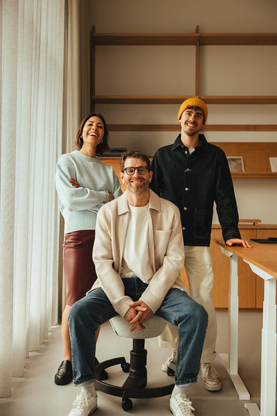 Business team builds collaboration in a modern office