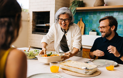 Family meal with friends and relatives