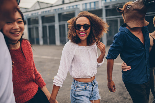 Young friends enjoying together outdoor