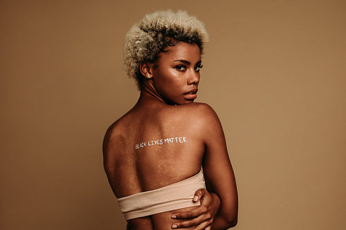 African american woman protesting against racism