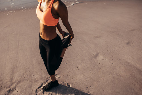 Morning exercise by the sea