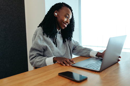 African woman in a virtual appointment