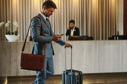 Business traveler arriving at his hotel