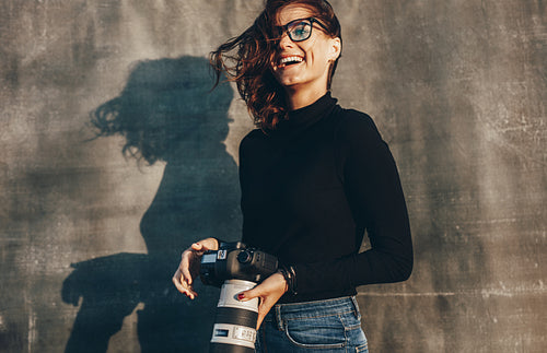 Female photographer on a photo shoot