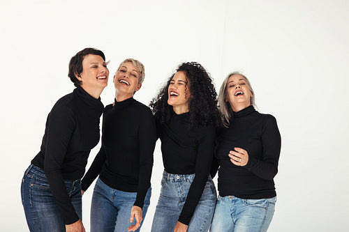 Happy group of diverse women celebrating their each other.