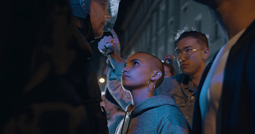 Social activists protesting in front of police force