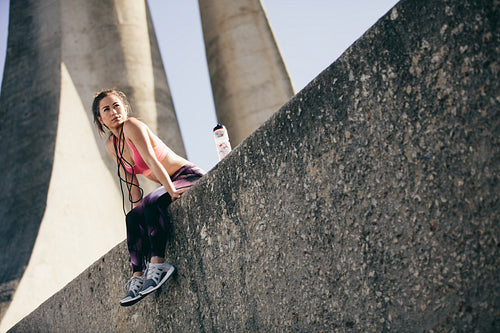 Athlete taking a break after workout session