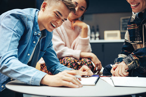 High school students working on project