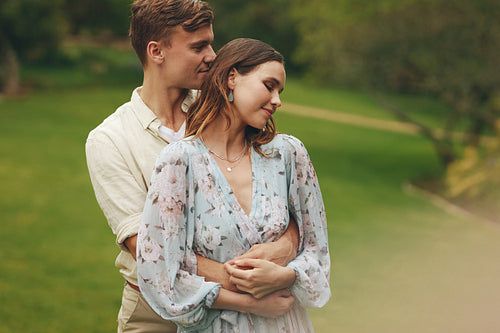 Affectionate couple at the park