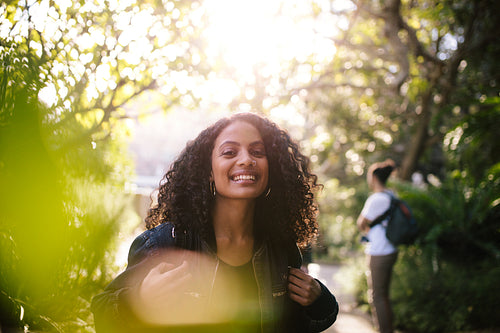 Smiling woman in park