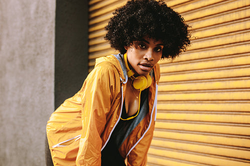 Athletic woman taking a break from training