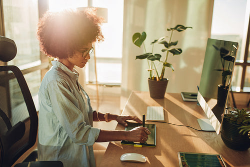 Young hipster graphic designer woman