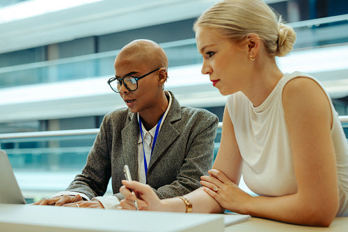 Young lawyers collaborating on a project in a modern office