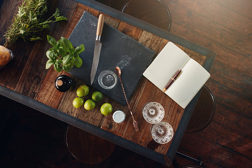 Necessary ingredients to prepare a perfect cocktail